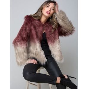Bebe Ombre Faux Fur Coat